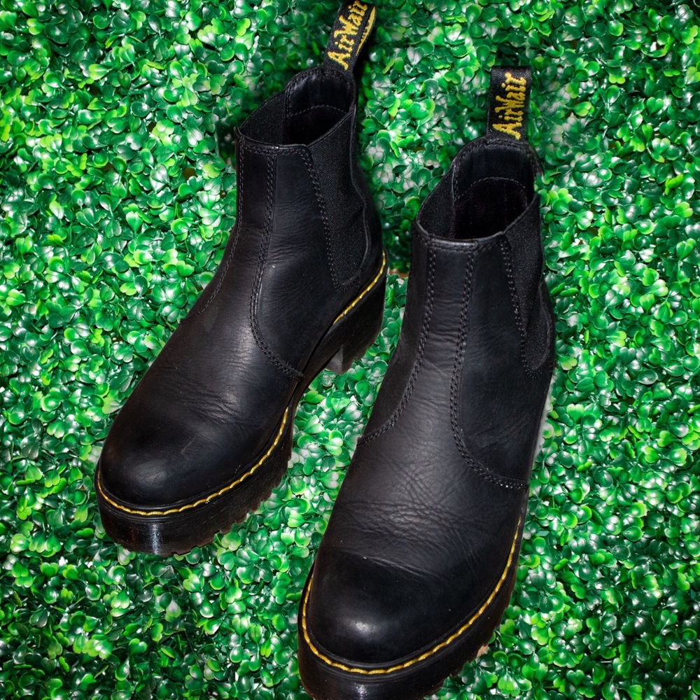 Black Platform Dr. Marten Chelsea Boots